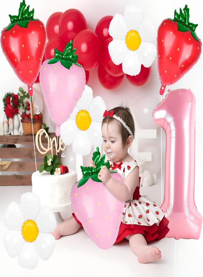 Kriyokiaa 8pcs Berry First Birthday Decor Berry 1st Birthday Decorations for Girl with 40" Pink One Balloon for First Birthday Decorations Berry Sweet Foil Helium Balloons 1st Girl Party Supplies - Image 2